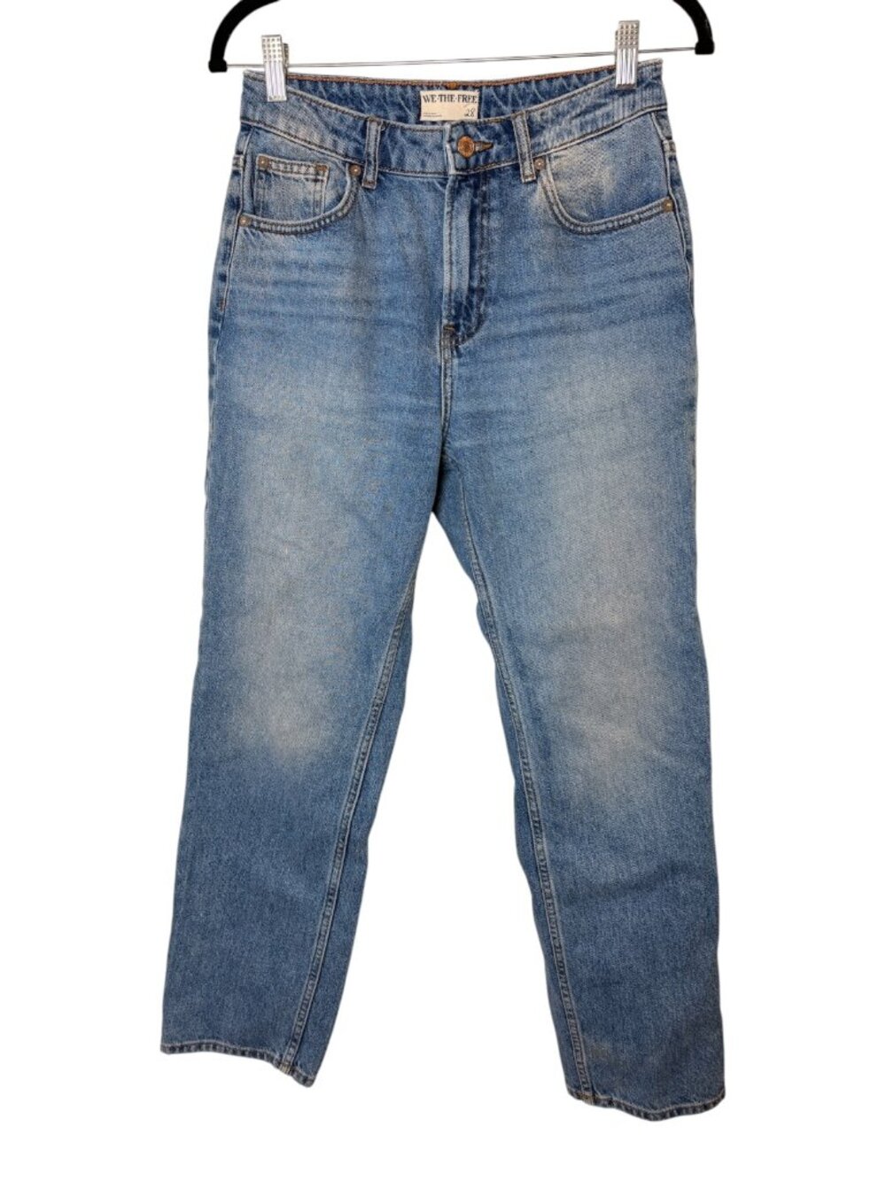 We the Free Pacifica High Rise Slim Straight Leg Medium Wash Jeans Size 28